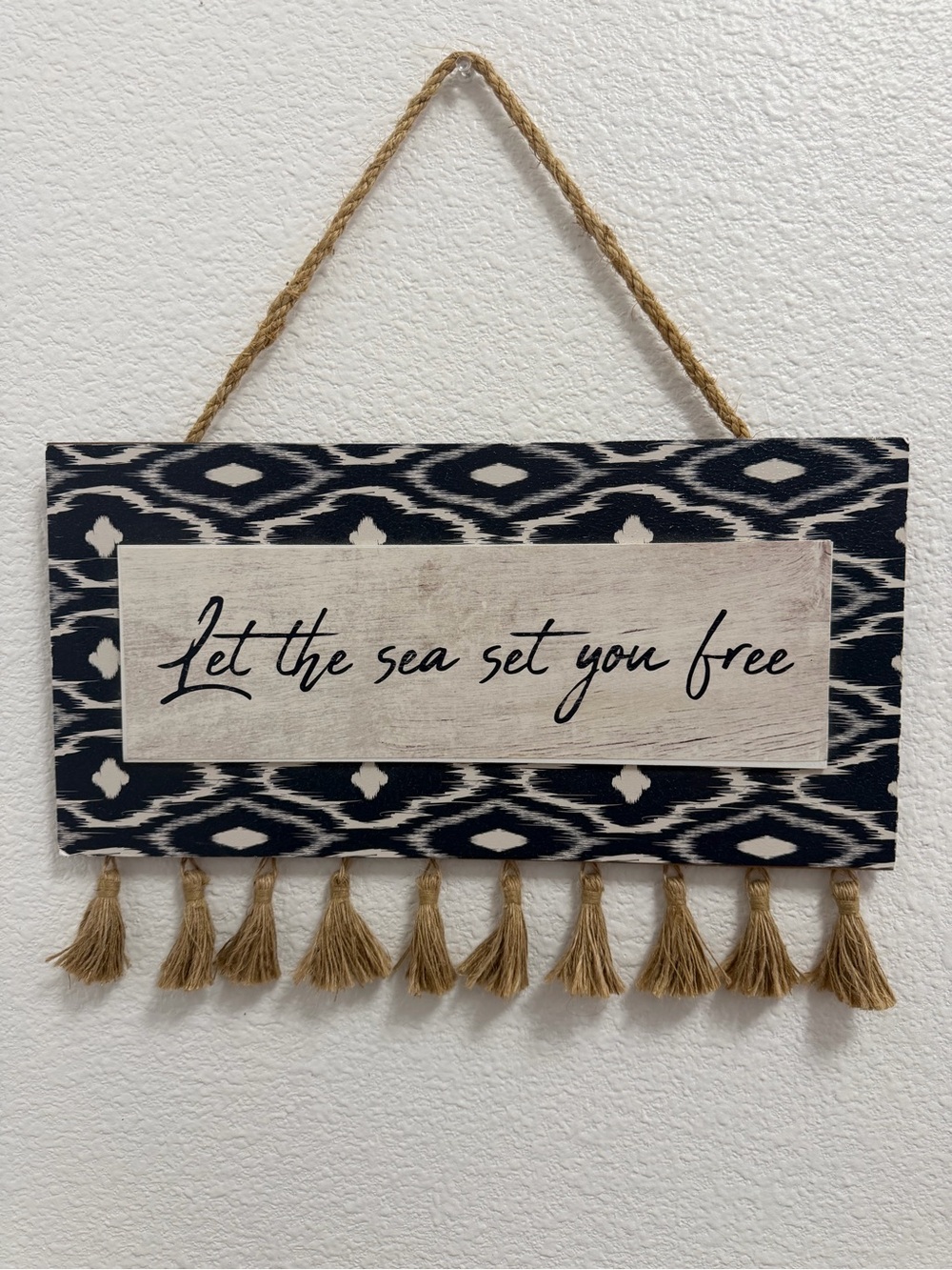 Kirklands - Let the Sea Set You Free Wall Plaque - Navy & Natural